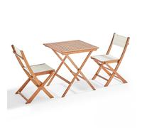Ensemble table carrée pliante et 2 chaises pliantes blanches - Oviala Sete