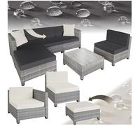 Salon en rotin avec structure en aluminium, housses incluses en 2 couleurs - gris clair