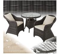 ENSEMBLE TABLE CHAISE DE JARDIN - TECTAKE - Salon de jardin ZÜRICH pour 2 personnes Avec cadre en aluminium - Gris