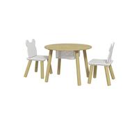 Ensemble 1 table ronde, 2 chaises - AIYAPLAY - pour enfant 3 pièces - dossier en forme d'ours, activités, bricolage repas - 3-6 ans