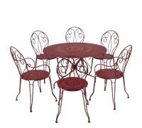 Ensemble Table + Chaises et fauteuils FERMOB Montmartre 6 personnes - Piment