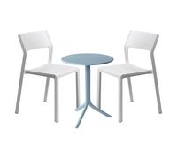 Ensemble table + chaises Nardi Trill / Step Bleu Celeste et blanc, 2 personnes