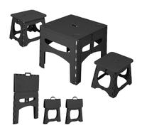 Ensemble Table & Chaises Pliantes Enfants, Bureau Activité Portable | Plastique PP durable, pliable pour rangement facile, idéal jeux intérieur et extérieur Noir