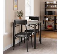 Ensemble Table Chaises pour 2 Personnes Table cuisine petit espace Gris | Table de Cuisine avec Chaises, Table à Manger 3 Pièces, 2 Chaises Encastrables, pour Cuisine Salon Maison