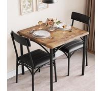 Ensemble Table Chaises pour 2 Personnes Table cuisine petit espace Marron | Table de Cuisine avec Chaises, Table à Manger 3 Pièces, 2 Chaises Encastrables, pour Cuisine Salon Maison