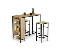 Ensemble table de bar DETROIT et 2 tabourets design industriel