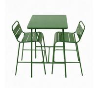 Ensemble Table De Bar Et 2 Chaises Hautes D'extérieur Vert Bergame Vert