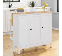 IDMarket - Ensemble Table de Bar îlot Achille et 2 tabourets Bois Blanc Plateau façon hêtre