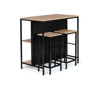 Ensemble table de bar îlot DETROIT et 2 tabourets design industriel