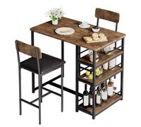 Ensemble table de bar - PROMIRACAL - Ensemble 3 pièces (table + 2 tabourets) - Hauteur 91 cm - MDF & acier - Style industriel