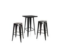 Ensemble table de bar / table haute avec 2 tabourets de bar Vantaggio Set noir métallisé