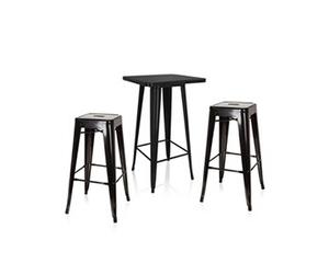 Ensemble table de bar / table haute avec 2 tabourets de bar Vantaggio Set noir métallisé