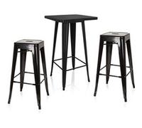 Ensemble table de bar / table haute avec 2 tabourets de bar Vantaggio Set noir métallisé hjh OFFICE Noir