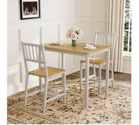 Ensemble table de cuisine avec 2 chaises - pour cuisine et coin repas - en panneaux de particules et acier - naturel et blanc