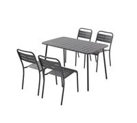 Ensemble Table De Jardin 120 Cm Et 4 Chaises Bergame Gris