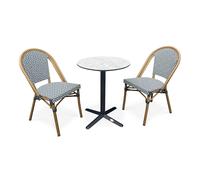 Ensemble Table de Jardin & 2 Chaises "Bistro" 60cm Bleu