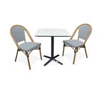 Ensemble Table de Jardin & 2 Chaises "Bistro" 70cm Bleu