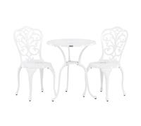 Ensemble Table de Jardin & 2 Chaises Nandin 88cm Blanc