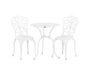 Ensemble Table de Jardin & 2 Chaises Nandin 88cm Blanc