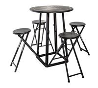 Ensemble Table de Jardin & 4 Chaises "To Paris" 77cm Noir