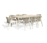 Ensemble Table de Jardin & 8 Fauteuils Tigua & Gambi 200cm Grège