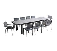 Ensemble table de jardin avec 8 chaises et 2 fauteuils béton Melbourne - Oviala