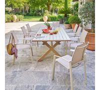 Ensemble table de jardin AXIOME + 8 fauteuils AXANT Miel places - Aluminium traité époxy Hespéride