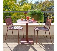 Ensemble table de jardin carrée + 2 chaises ALEGORIA Acajou places - Acier traité époxy, Traitement anti-rouille renforcé Hespéride