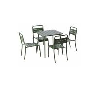 Ensemble table de jardin carrée 70cm et 4 chaises vert BERGAME