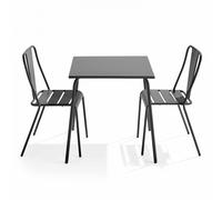 Ensemble table de jardin carrée et 2 chaises bistrot gris - Oviala Palavas