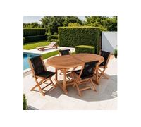 Ensemble table de jardin en teck + 4 chaises en corde - GARDENA