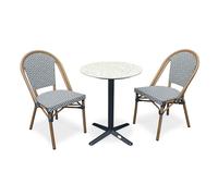 Ensemble Table de Jardin en Terrazzo & 2 Chaises "Bistro" 60cm Bleu