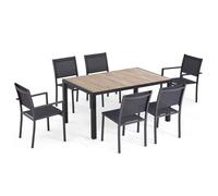 Ensemble table de jardin et 6 chaises en aluminium et céramique bois Tivoli Oviala
