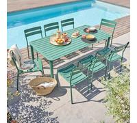 Ensemble table de jardin et 8 chaises vert foncé - Oviala Almada