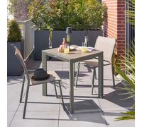 Ensemble table de jardin ÉVASION + 2 chaises empilables ESSENTIA Lin Laurier places - Aluminium traité époxy Hespéride
