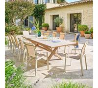 Ensemble table de jardin extensible AXIOME + 12 fauteuils AXANT Argile places - Aluminium traité époxy Hespéride