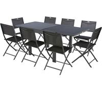 Ensemble table de jardin extensible PIAZZA + 2 lots 4 chaises MODULA Graphite 8 places - Aluminium, ECP Hespéride