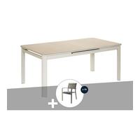 Jardiline Ensemble table de jardin Milos – Rectangulaire extensible aluminium Ivoire, 10 chaises