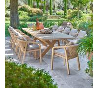 Ensemble table de jardin extensible XENIA + 12 fauteuils PAPOUASIE Eucalyptus places - certifié FSC® Hespéride