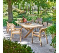 Ensemble table de jardin extensible XENIA + 12 fauteuils TEMEIRA Eucalyptus places - certifié FSC® Hespéride