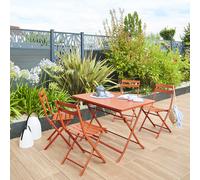 Ensemble table de jardin pliante rectangulaire + 4 chaises GREENSBORO Ambre places - Acier traité époxy, Traitement antirouille renforcé Hespéride