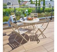 Ensemble table de jardin ronde + 4 chaises empilables GREENSBORO Argile places - Acier traité époxy, Traitement antirouille renforcé Hespéride