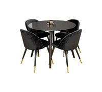 Ensemble Table de Repas 4 Chaises Plaza & Velvet Velours 100cm Noir