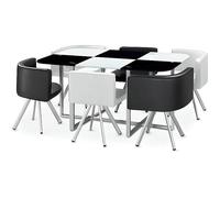 Ensemble Table de repas avec 6 chaises Design MADRID Noir & Blanc