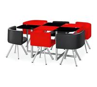 Ensemble Table de repas avec 6 chaises Design MADRID Noir & Rouge