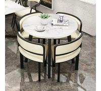 Ensemble table de salle à manger - Bureau de réception et de loisirs - Ensemble de 5 pièces avec table ronde et chaises pour salon et balcon