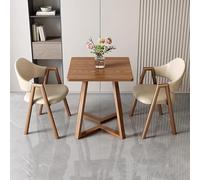 Ensemble table de salle à manger carrée avec table basse et 2 chaises rembourrées en similicuir - Meuble moderne pour cuisine, bureau et salon