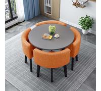 Ensemble table de salle à manger carrée ronde pour 4 personnes avec chaises - Meuble de réception de bureau, table de conférence et chaise Combo table de cuisine de 33,90 cm pour une utilisation en