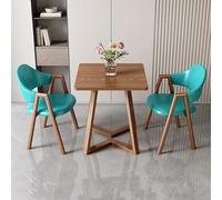 Ensemble table de salle à manger de 61 cm avec 1 table basse et 2 chaises rembourrées en cuir synthétique, meubles modernes de cuisine et de salon, fauteuils élégants bleu paon, décoration d'intérieur