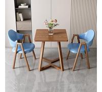 Ensemble table de salle à manger de 61 cm avec 1 table basse et 2 fauteuils en cuir synthétique, chaises rembourrées élégantes pour cuisine, bureau, salle de réception - Plusieurs couleurs (bleu lac)